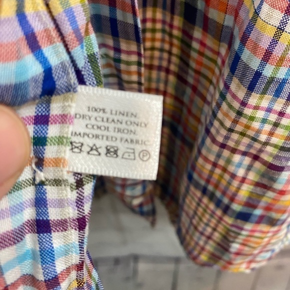 Robert Talbott Estate Multi Colored Striped 100% Linen Long Sleeve Shirt Mens L - Picture 7 of 9